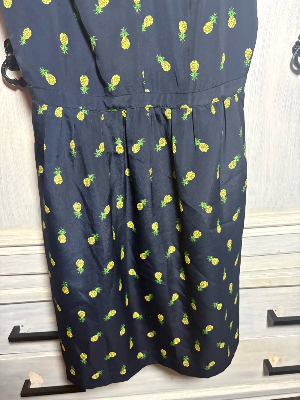 J.Crew Navy Pineapple Print Sundress Preppy Whimsical Romantic Tropical Twee - Picture 5 of 8